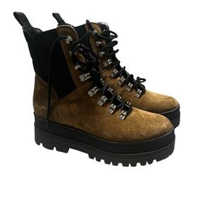 Marc Fisher Brown and Black Combat Boots